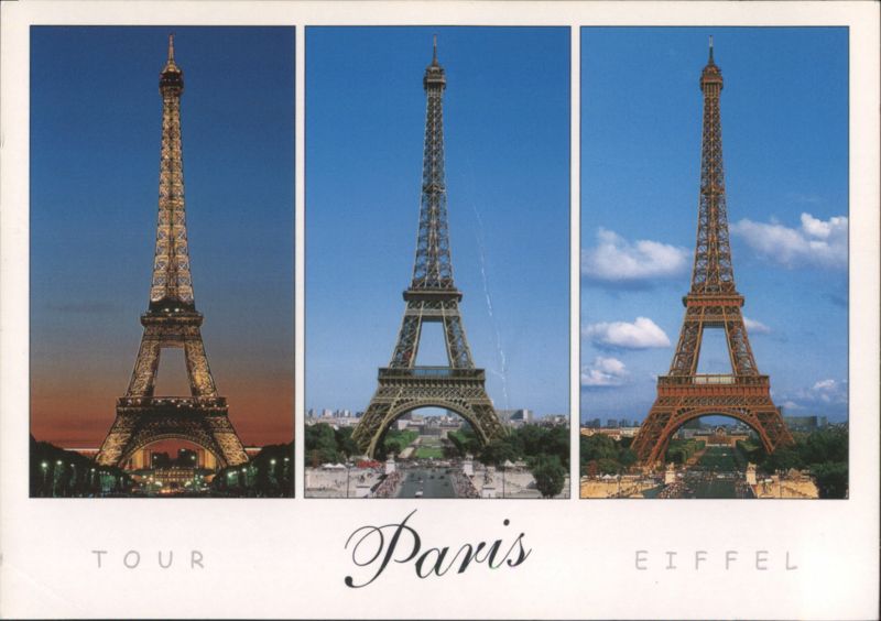 Eiffel Tower Three Views Paris France