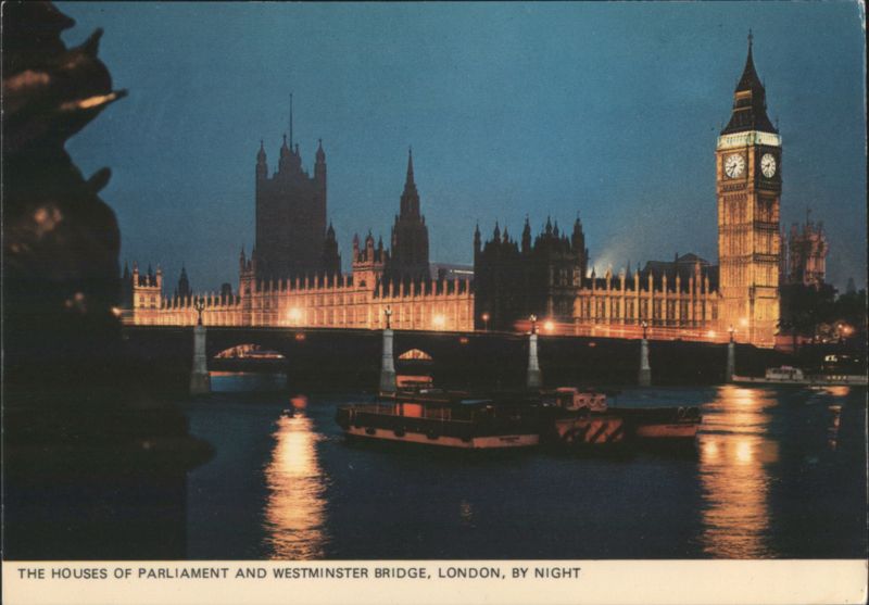 Houses of Parliament & Westminster Bridge, London, By Night United Kingdom