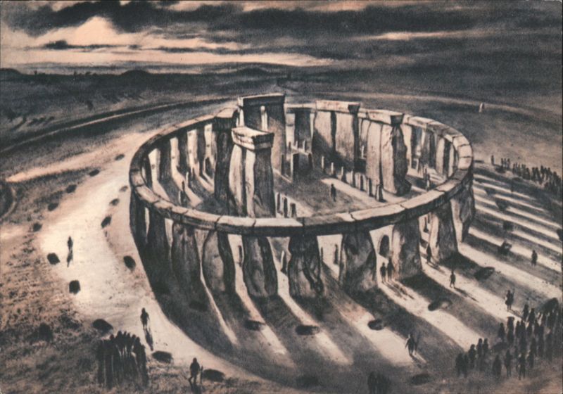 Stonehenge, Wiltshire - Final Phase, 1400 B.C. Drawing Wisconsin England