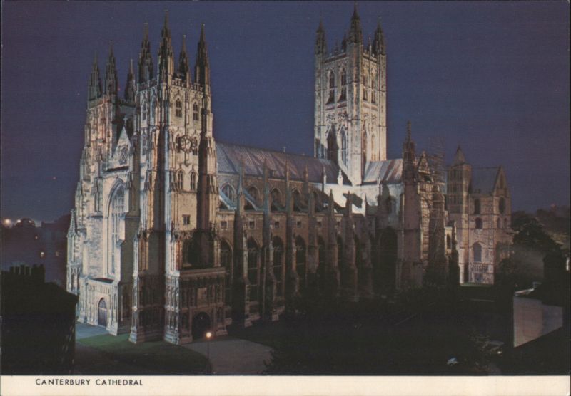 Canterbury Cathedral Floodlit View from South West England