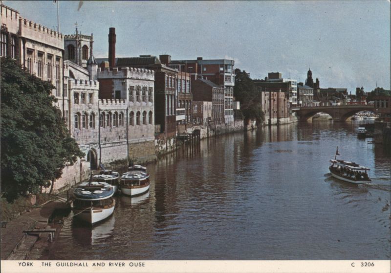 York The Guildhall and River Ouse with Boats UK
