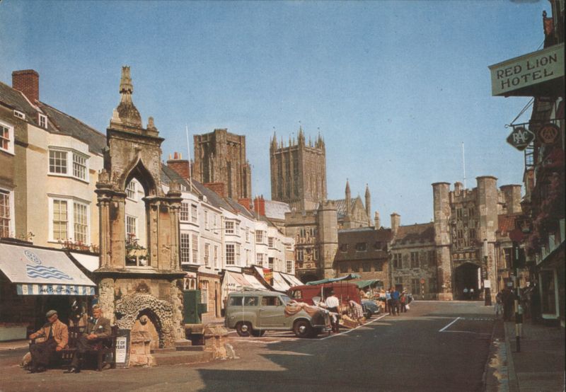 Market Place, Wells, Somerset with Cathedral & Bishop's Eye United Kingdom