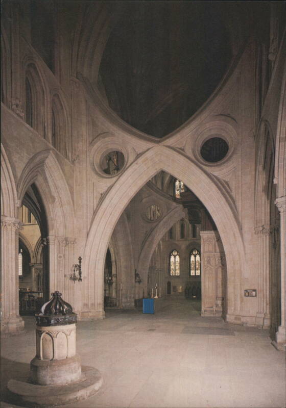 Wells Cathedral, Somerset, Font and Inverted Arches United Kingdom