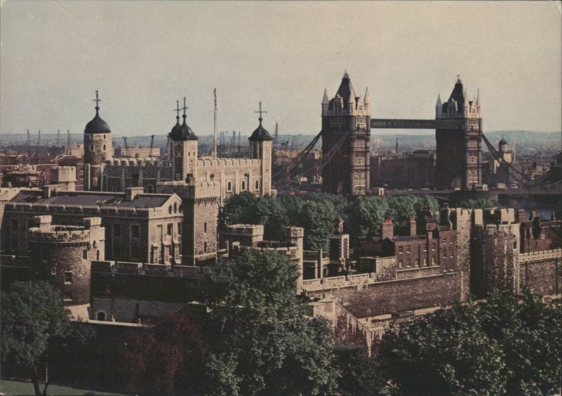 Tower of London and Tower Bridge from Port of London England