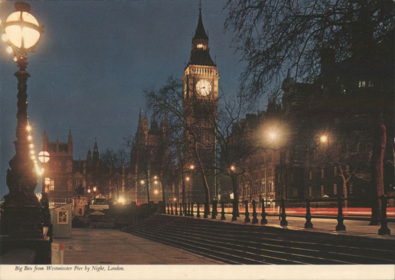 Big Ben from Westminster Pier by Night, London United Kingdom