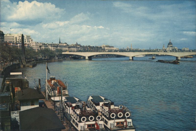 Thames Embankment, Waterloo Bridge, St Paul's Cathedral London England