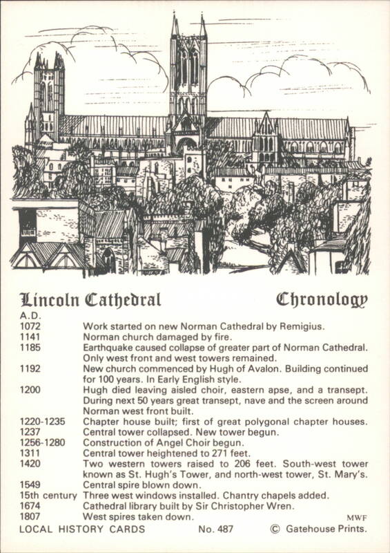 Lincoln Cathedral Chronology, Local History Card England