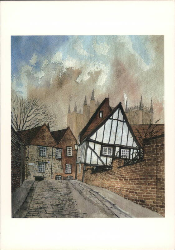 Lincoln from Michaelgate - Cathedral & Half-Timbered House United Kingdom