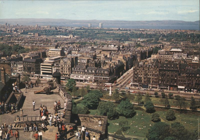 Edinburgh Castle Ramparts View, Princes Street & Firth of Forth Scotland
