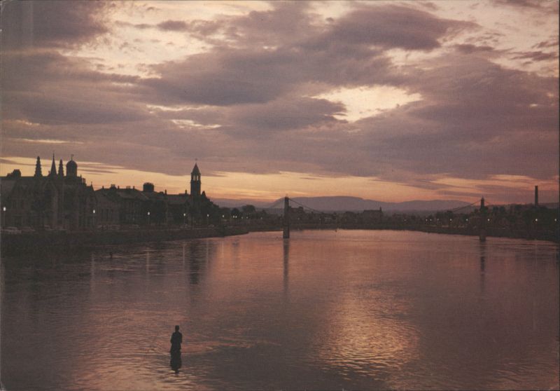 Evening on the River Ness, Inverness Salmon Fisher Scotland
