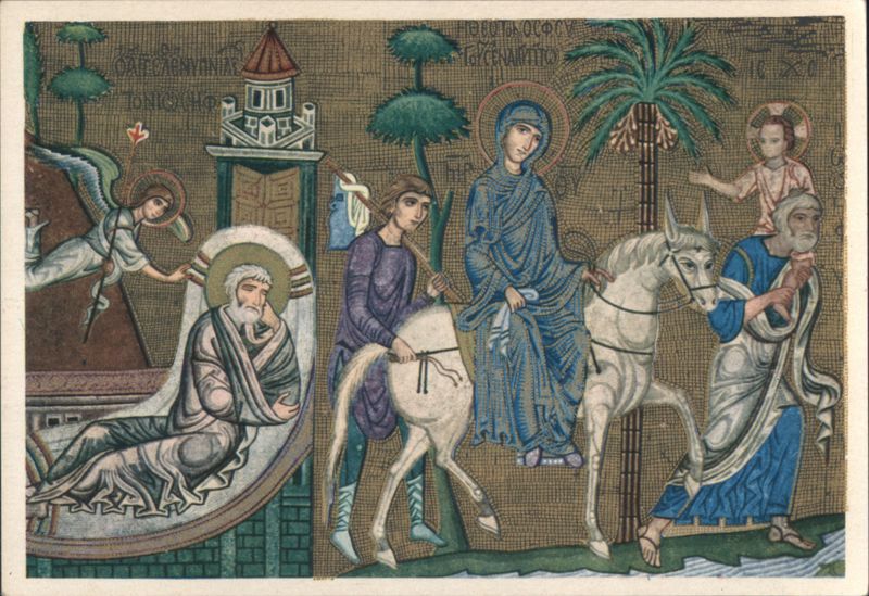 Palermo Cappella Palatina The Egypt Flight Mosaic Italy