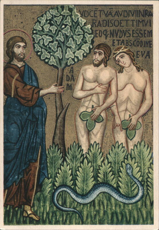 Palatine Chapel Adam & Eve Expelled from Paradise Mosaic Palermo Italy