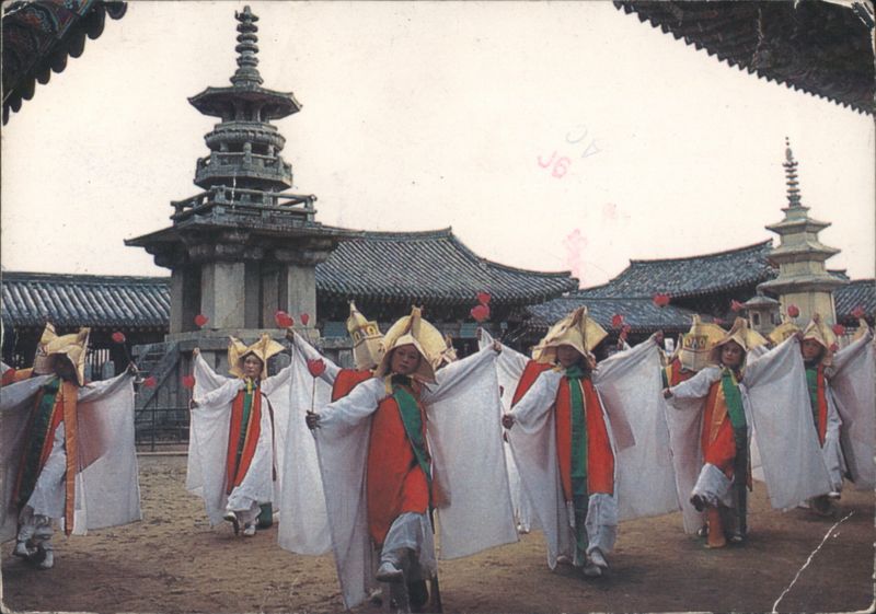 Dancers on Buddha's birthday at Pulkuksa Temple, Kyongju South Korea