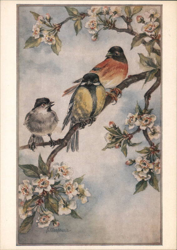 Helene Manshardt: Birds on Apple Blossom Branch HELENE MANSSHARDT
