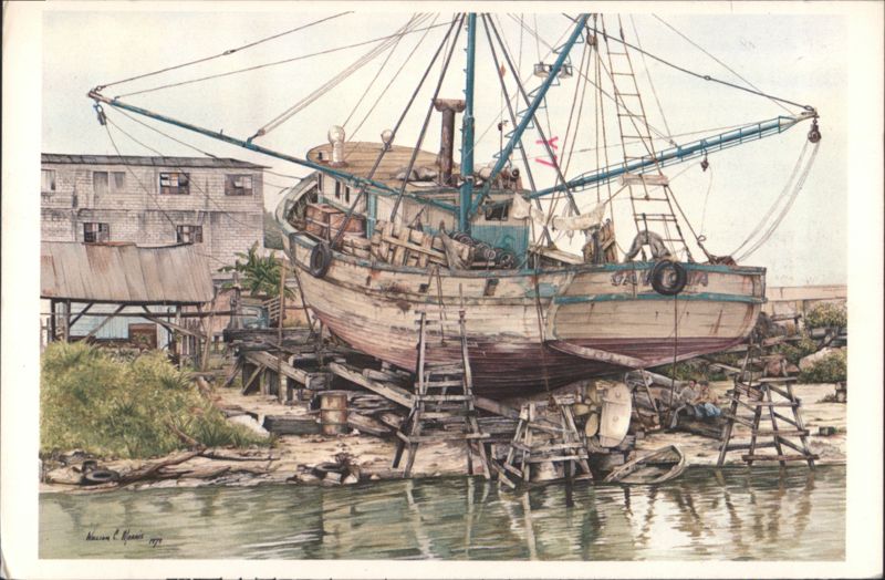 Fishing Boat on Dry Dock, William C. Morris Art Advertising Reproductions