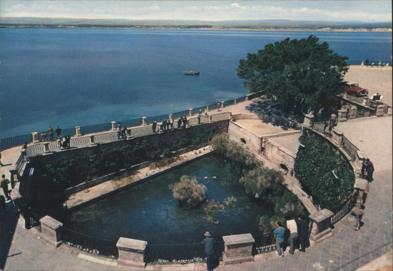 Siracusa Fountain of Arethusa and Harbor View Italy