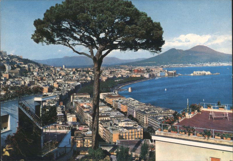 Napoli Panorama, General View with Mount Vesuvius Italy