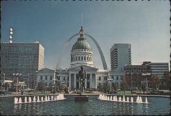 St. Louis Arch, Old Court House, Downtown Skyline, Fountains Postcard