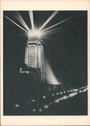 Los Angeles City Hall Opening Night 1928 Searchlights Postcard