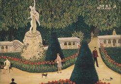 Regine Dapra - Mai (May) - Park Scene, Tulips & Statue Postcard
