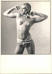 Woman Posing Topless, Flexing Biceps, Loincloth Postcard