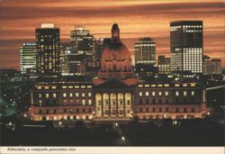 Edmonton Skyline & Parliament Building, Composite Panorama Postcard
