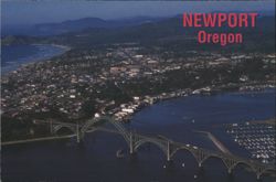 Newport, Oregon - Yaquina Bay Bridge Aerial View Postcard