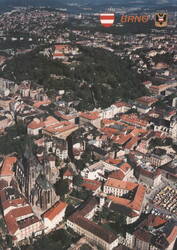 Brno Center Aerial View 1996 Postcard