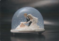 Wedding Couple Snow Globe, 'My Favorite Guy' Message Postcard