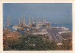 Odessa Sea Terminal, Busy Port with Cranes Postcard