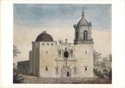 Mission San Jose, San Antonio de Bexar, Watercolor 1847 Postcard