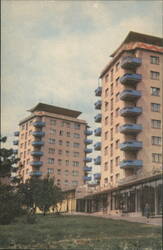 Zaporizhzhia High-Rise Apartment Buildings, Blue Balconies Postcard