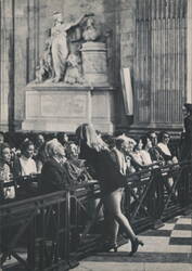 Inside St. Paul's Cathedral, Woman in Short Dress Postcard