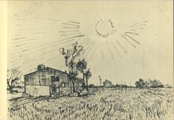 Vincent Van Gogh Farm in Field with Sun Arles 1888 Postcard