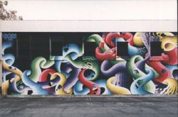 Ricky Watts Mural, Abstract Psychedelic Colors, San Jose Postcard