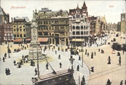 Dam Square, Amsterdam, City View about 1900 Postcard