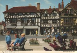 High Street, Stratford-upon-Avon - Harvard House, Garrick Inn Postcard