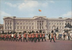 Guards Band Marching Past Buckingham Palace, London Postcard