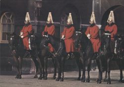 London Life Guards Scarlet Cloaks Horse Guards Chrome PC Postcard