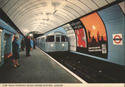 Tube Train Entering Seven Sisters Station, London Postcard