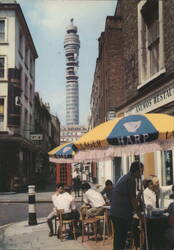 London Post Office Tower 1966 Greek Restaurant Street Scene Postcard