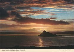 Sunset over St. Michaels Mount, Cornwall Postcard