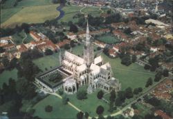 Salisbury Cathedral Aerial View Wiltshire Chrome Postcard Postcard