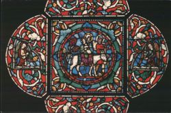 Vintage Canterbury Cathedral Flight into Egypt Stained Glass Postcard