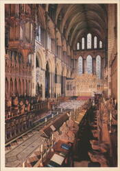 Ely Cathedral Choir looking East, 14th Century Stalls Postcard