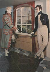 FOOTMAN & DANDY c.1830, Museum of Costume, Bath Postcard