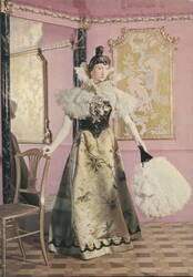 c.1899 Ball Dress & Feather Cape, Museum of Costume Postcard