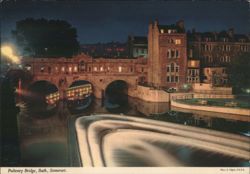 Pulteney Bridge, Bath, Somerset at Night Postcard