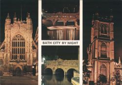 Bath City by Night - Abbey & Pulteney Bridge Postcard