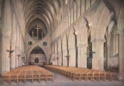 Wells Cathedral Nave with Inverted Arch & Rood Postcard